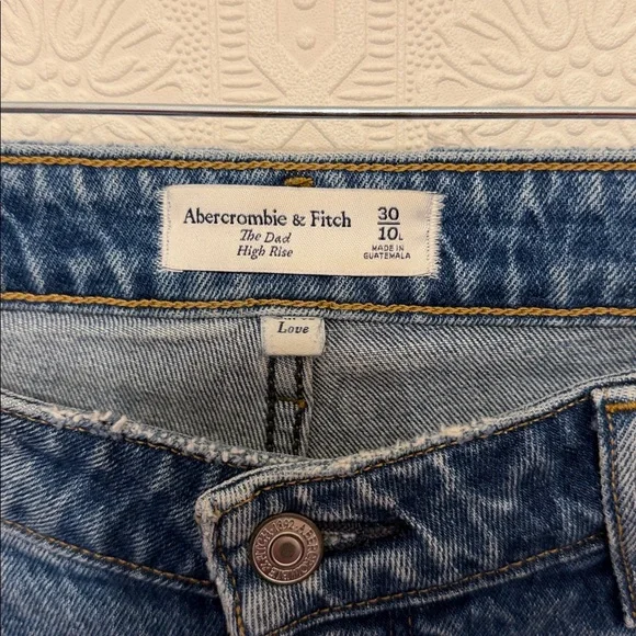 Abercrombie & Fitch Curve Love High Rise Dad Jeans Medium Ripped Wash Size 30L - Picture 4 of 12